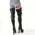 Lysandra Plateau-Stiefel aus Kunstleder mit Schnürdetails – hoher Absatz & Metallring-Design, modisch & elegant | Shiraki